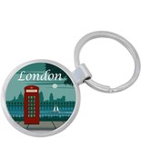London Red Phone Booth Keychain - Includes 1.25 Inch Loop for Keys or Ba... - $10.77