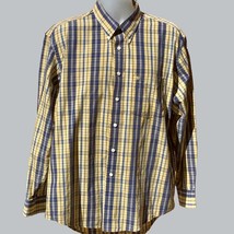 Izod Designer Yellow Plaid Long Sleeve Button Down Easy Care Shirt Size Large - £20.39 GBP