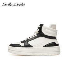 Women Sneakers Flat Platform Sneakers White Casual Round toe High-top Sneakers L - £78.39 GBP