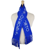 Vintage Sporto Knit Winter Scarf Blue Acrylic Nordic Snowflake 46&quot;x4.75&quot;... - $15.99