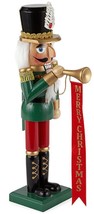 Wooden Christmas Nutcracker, 14&quot;, White Soldier In Uniform With Trumpet 624, Np - £27.33 GBP