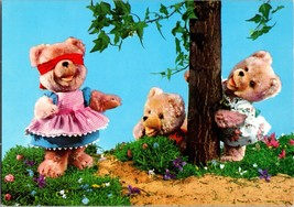Three Teddy Bears Playing Hide and Seek Vintage Postcard  (CC6) - £4.53 GBP