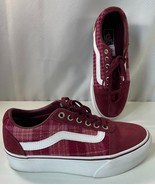 Vans Ward Platform Shoes Womens 6 Maroon Red Plaid Sneaker Low Top Casua... - $565.19 MXN