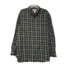 Duluth Trading Co Mens Green Plaid Button Long Sleeve Flannel Shirt Size XL - £15.17 GBP