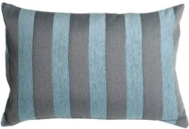 Brackendale Stripes Sea Blue Rectangular Throw Pillow 16x24, with Polyfill Inser - £39.92 GBP