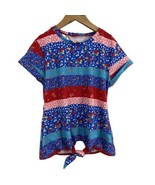 SEAFOLLY Red Blue Floral Sun Protection Tie Front T-Shirt Kids Size 12 - £19.04 GBP