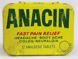 VINTAGE Empty Anacin Analgesic Tablets Tin - £15.78 GBP