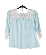 Colony Club VTG Womens Bed Jacket S Blue Nylon Lace Buttons Bow 1960s Pa... - £15.66 GBP