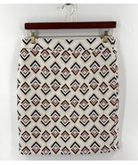 Ann Taylor Pencil Skirt Size 12 Petite Cream Navy Blue Pink Embroidered ... - $33.95 CAD