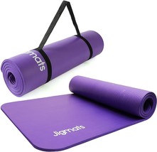 Purple Yoga Mat for Women &amp; Men Exercise Fitness Mat W Strap Yoga Workout NEW - £29.28 GBP