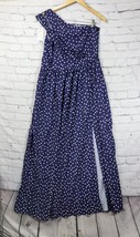 Made With Love Dress Womens XL One-Shoulder Navy Blue Polka Dot Maxi New... - $19.79