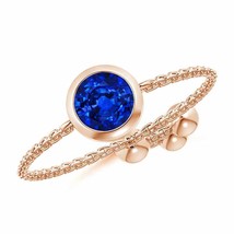 ANGARA Bezel-Set Round Sapphire Solitaire Bolo Ring in 14K Gold (AAAA Size-5) - £1,249.62 GBP