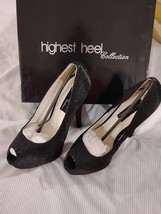 Highest Heel Collection Size 9 Black Satin Pump - $533.78 MXN
