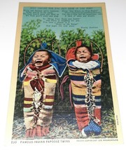 Famous Indian Papoose Twins Postcard Native American Wesley Andrews Poem - £4.74 GBP
