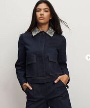 2025 NEW AUTH Veronica Beard Barrington Embellished-Collar Cropped  Deni... - €255,05 EUR