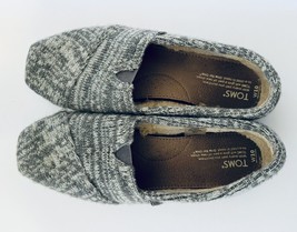 Womens Toms Slip On Flats Gray White Sweater Knit Faux Fur Lining Size US 10 - £14.78 GBP