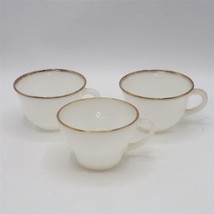 Vintage Anchor Hocking Fire King Gold Rim Scallop Swirl Coffee/Tea Cups ... - £15.47 GBP