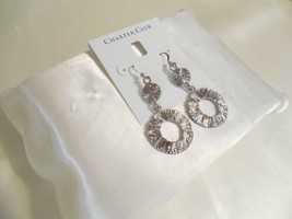 Charter Club 2-3/4&quot;Silver-Tone Circle Dangle Drop Fish Hook Earrings R72... - $16.31