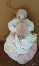 Large Ornament Victorian Angel in White with Muff 8&quot; - £18.52 GBP