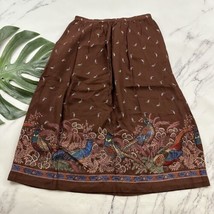 Evelyn de Jonge Womens Vintage Midi Skirt Size 10 Brown Phesant Birds Fl... - £26.07 GBP