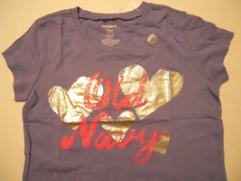 Old Navy Girls Tee Shirt Sz L 10-12 Purple Heart Print  Kids New - $10.99