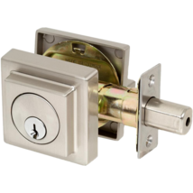 Delaney Square Single Cylinder Deadbolt 355001 in Satin Nickel - £28.18 GBP