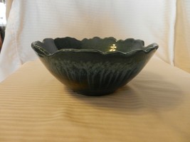 Multi Color Blue Ceramic Fruit or Salad Bowl, Scallop Edges 9.5&quot; Diameter - $60.00