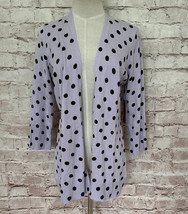 RED Womens S Cardigan Sweater Open Front Lavender Black Polka Dot 3/4 Sl... - £17.29 GBP