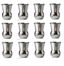 Moroccan Stainless Steel Hammered Tumbler Mughlai Drinking Glass 375ML Set Of 12 - £68.32 GBP