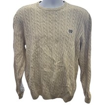 VTG 90s Chaps Ralph Mens Lauren Medium Cream Cable Knit Sweater Preppy t... - $33.24