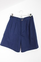 Vtg Laura Gayle 10 27&quot; Waist Navy Blue Pleat Front High Rise Shorts - £19.42 GBP