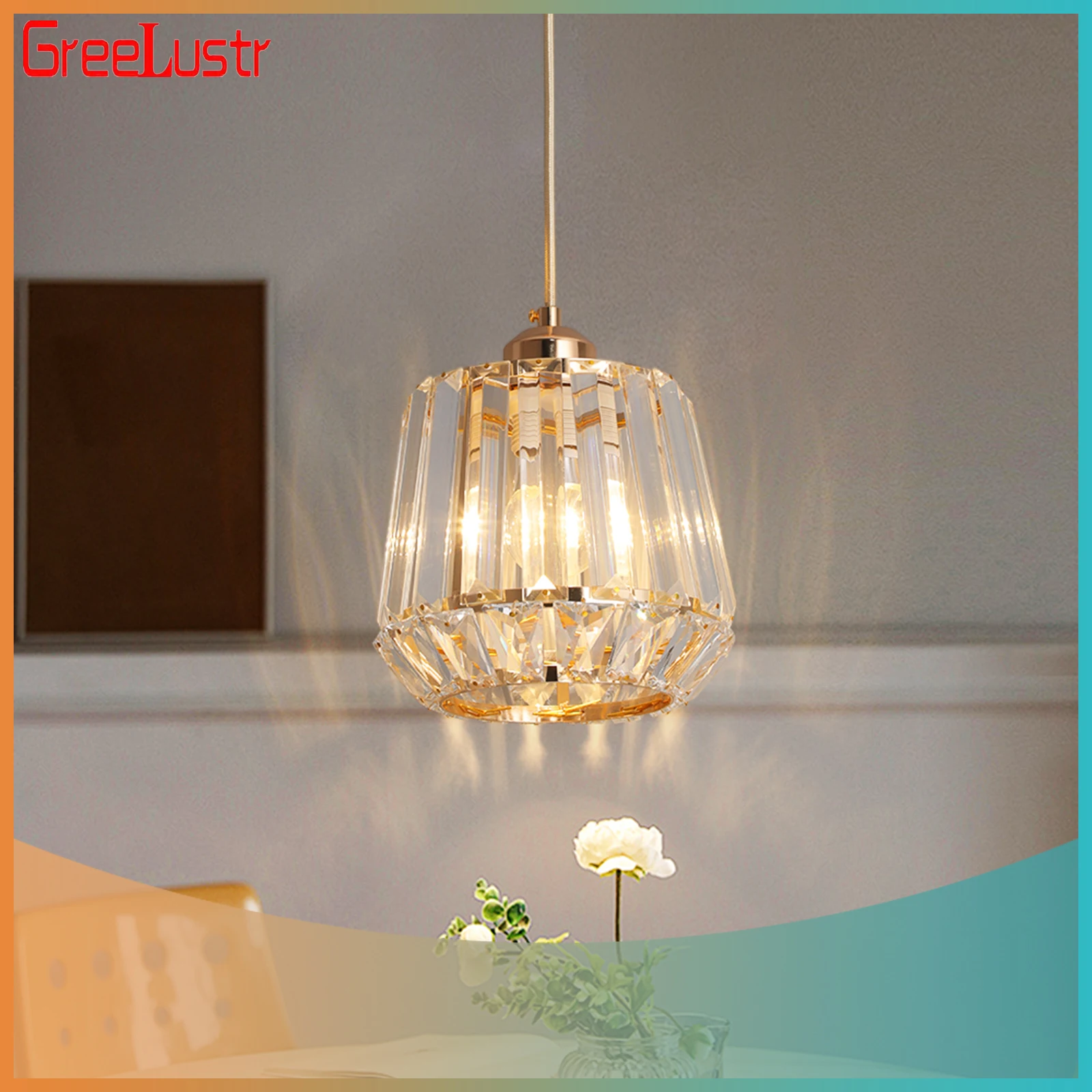 Gold Pendant Light Crystal Led Modern Chandelier Ceiling Lamp Living Din... - $58.50+