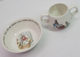 VTG Peter Rabbit Wedgwood Etruria Barlaston Beatrix Potter Bowl &amp; Cup Set Retro - £11.35 GBP