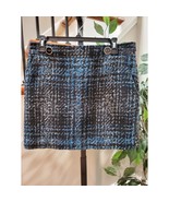 Ann Taylor Loft Women&#39;s Black &amp; Blue Polyester Straight Casual Mini Skir... - $497.27 MXN