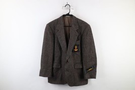 Vintage 90s Mens 42R Houndstooth Wool Tweed Boat Captain Blazer Suit Jac... - $79.15