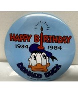 Vintage Donald Duck  Happy Birthday 2 1/2&quot; Metal Celluloid Pinback (1984)  - $144.36 MXN