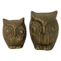 Brass Owls Pair Mid Century Vintage Shelf Decoration - £14.32 GBP