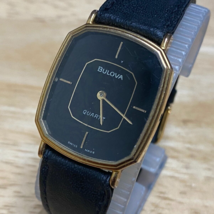 VTG 1980 Bulova Mens Gold Tone Push Crown Swiss Analog Quartz Watch~New Battery - £134.55 GBP