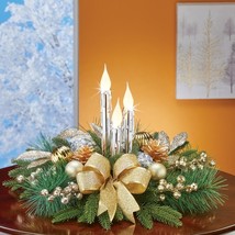 Elegant Lighted LED Candle Centerpiece Christmas Silver Gold Floral Tabl... - €24,20 EUR