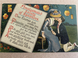 Vintage Postcard Amalgamated Society of Spooners Kissing couple Chinese Lantern - £6.04 GBP