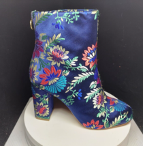 Joie &#39;Saleema&#39; Floral Brocade Leather Ankle Boots Blue Booties Size 37.5 NWOB - £53.49 GBP