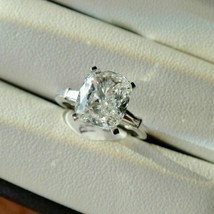 2.50Ct Cushion Cut CZ Moissanite Solitaire Engagement Ring 14K White Gold plated - £99.70 GBP