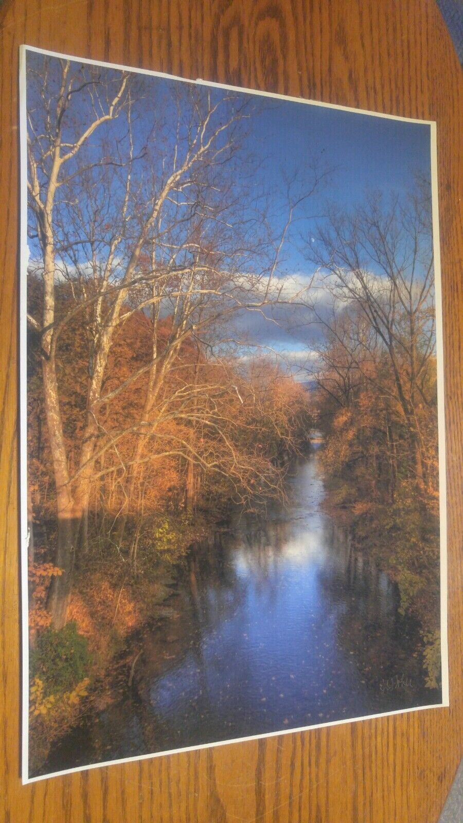 19x13 Digital Art Photograph Blue Ridge Mountains Virginia River in Fall - $49.99