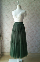 Olive Green Layered Tulle Skirt Outfit Women Custom Plus Size Long Tulle Skirt image 5