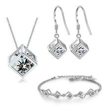XIYA Silver Color  2019 Simple  Square Love Wedding Jewelry Sets High Qu... - $50.72