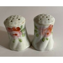 Salt and Pepper Shakers Porcelain China Rose Decal Gold Trim Japan - $14.96