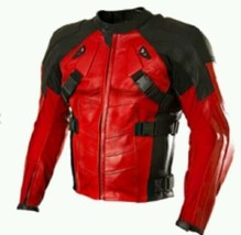 DEADPOOL BLACK RED COLOR Made To Order MOTORBIKE LEATHER JACKET WITH CE ... - $139.99