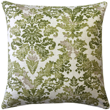 Calliope Green Damask Pattern Throw Pillow 20x20, Complete with Pillow Insert - £50.47 GBP