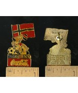 VINTAGE FIFA USA WORLD CUP SOCCER 1994 MASCOT &amp; COCA-COLA NORWAY PIN - $6.79 CAD