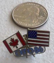 Expo 86 Canada USA Flag Lapel Hat Jacket Vest Backpack Bag Souvenir Pin - $13.85